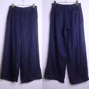 J.Crew Linen Navy Blue Wide Leg Trouser Pants - 6